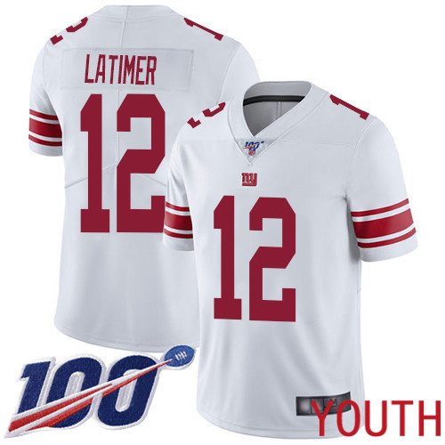Youth New York Giants 12 Cody Latimer White Vapor Untouchable Limited Player 100th Season Football NFL Jersey